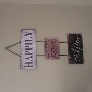 Metal sign, cream and brown